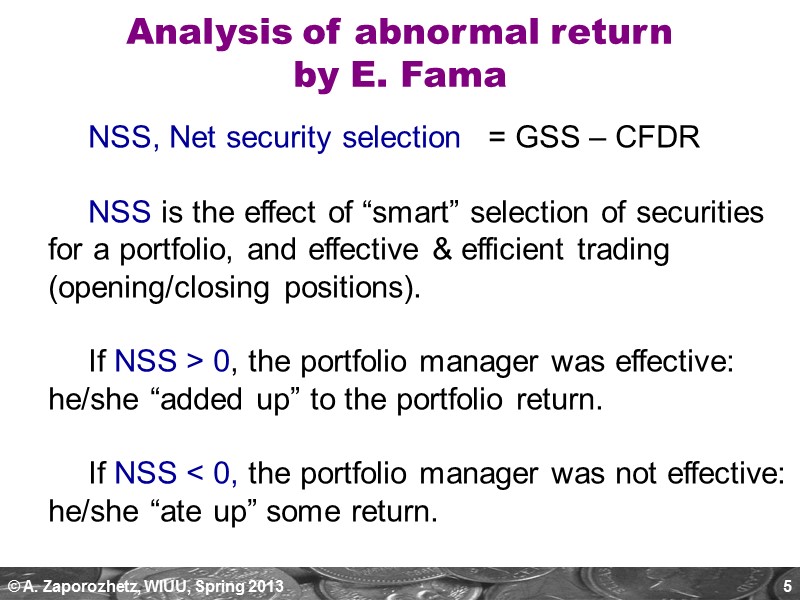 5   NSS, Net security selection = GSS – CFDR   